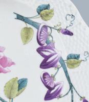 Herendi (Óherendi) virágmintás porcelán tányér, kézzel festett, jelzett, kis kopásnyomokkal, d: 25 c...