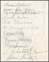 cca 1935 Azonosítatlan művészeti egyesület/iskola jelenléti íve, rajta számos aláírással: Kukán Géza...