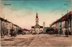 Késmárk, Kezmarok; Fő utca, Városháza. Vasúti levelezőlapárusítás 1003. / main street, town hall (fl)