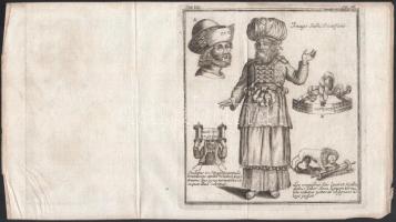 1699 Imago Summi Potificis - Zsidó főpap rézmetszetű képe és felszerelési tárgyai. / Jewish priest and its artifacts engraved image 16,5x18 cm