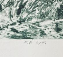 Reich Gábor (1951-): Hajnal. Rézkarc, papír, jelzett, művészpéldány E.E. I./V. számozással. Felteker...