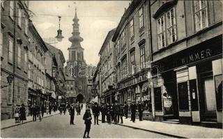1915 Pozsony, Pressburg, Bratislava; Mihály kapu utca, Wimmer üzlete. Kaufmann kiadása / Michaelerthorgasse / street view, shops (Rb)