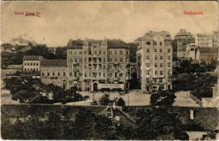 1912 Budapest I. Szent János tér (Krisztina körút), Palota kávéház, üzletek. Jobbágy László kiadása (fa)