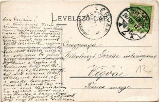 1907 Budapest I. Buda látképe az új Gellért szoborral és új kir. várral, Tabán, Döbrentei tér, piac....