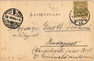 1904 Budapest VII. Baross szobor, Keleti pályaudvar, vasútállomás. Ganz Antal 198. (EK)