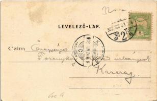 1902 Budapest II. Hűvösvölgy, villamos vasút végállomása és Balázs vendéglő. Divald Károly kiadása (...