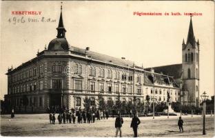 1906 Keszthely, Főgimnzáium és katolikus templom (EK)