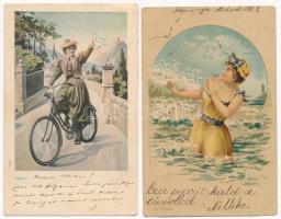 HÖLGYEK - 12 db régi képeslap / LADIES - 12 pre-1945 postcards
