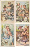 7 db MODERN Márton L.-féle repro cserkész képeslap / 7 modern repro Hungarian scout art postcards