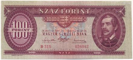 1947. 100Ft B 315 026942 T:III szép papír, kettő saroknál kis restaurálás / 1947. 100 Forint B 315 026942 C:F nice paper, two corners restored Adamo F27