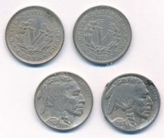 Amerikai Egyesült Államok 1904-1907. 5c Cu-Ni (2xklf) "Liberty" + 1915-1920 5c Cu-Ni (2xkl...