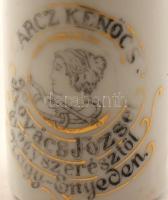 cca 1890 Nagyenyed, Kovács József gyógyszerész díszes fajansz arckrémes tégelye, kissé kopott, arany...