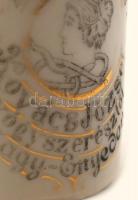 cca 1890 Nagyenyed, Kovács József gyógyszerész díszes fajansz arckrémes tégelye, kissé kopott, arany...
