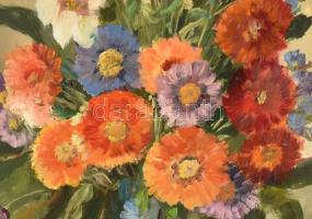 Reinhardt István (1936-): Virágcsendélet. Olaj, farost, jelzett, keretben, 70x50 cm