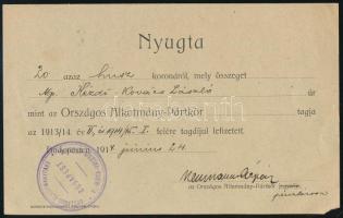 1914 Bp., Országos Alkotmány-Pártkör tagdíjfizetési nyugtája