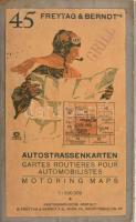 cca 1920-1930 Pozsony - Trencsén - Budapest és környéke autós térképe, Freytag & Brendt, vászonr...