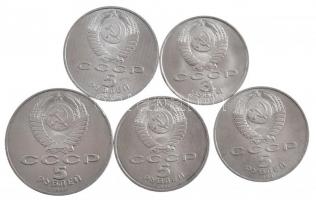 Szovjetunió 1987. 5R Cu-Ni "Az októberi forradalom 70. évfordulója" + 1990. 5R Cu-Ni "...