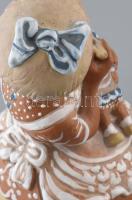 Kovács Margit (1902-1976): Babáját etető kislány. Színesen festett, engóbozott kerámia. Korának megf...