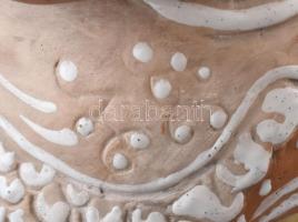 Kovács Margit (1902-1976): Babáját etető kislány. Színesen festett, engóbozott kerámia. Korának megf...