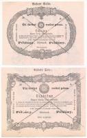 1849. 1Ft + 2Ft + 5Ft + 10Ft + 100Ft + 1000Ft "Almássy" formulare ívrészek 3 darabban (100...
