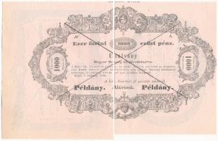 1849. 1Ft + 2Ft + 5Ft + 10Ft + 100Ft + 1000Ft "Almássy" formulare ívrészek 3 darabban (100...