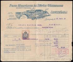 1915 Bp., Pesti Molnárok és Sütők Gőzmalom fejléces számla