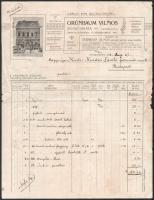 1904 Nagybecskerek, Grünbaum Vilmos torontáli szőnyegek és háziiparcikkek üzlete fejléces számla