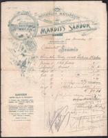 1906 Bp., Mandits Sándor műfestőszer, mázolófesték raktára fejléces számla