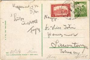 1922 Kaposvár, Erzsébet utca, piac. Vasúti levelezőlapárusítás 2555. (szakadás / tear)