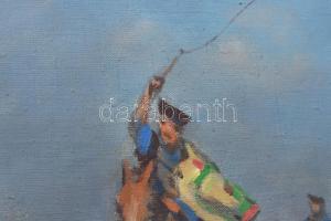 Viski János (1891-1987): Vágta. Olaj, vászon, jelzett. Fa keretben. 59x78 cm / oil on canvas, signed...