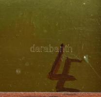 Lázár Etelka (?-): Dinnyeárus. Olaj, farost. Jelzett. Dekoratív, sérült fa keretben. 40x51 cm