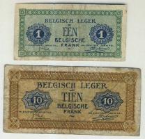 Német 3. Birodalom/belga megszállás/belga hadsereg részére kiadott bankjegyek 1946. 1Fr, 10Fr T:III