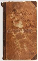 Pontificale Romanum Clementis VIII. ac Urbani VIII, jussu editum postremo a Sanctissimo domino nostro Benedicto XIV recognitum et castigatum.Venetiis, 1775., Ex Typographia Balleoniana, 14+473+5 p. Latin nyelven. Korabeli félbőr-kötés, kopott borítóval, sérült gerinccel, az elülső borítón címbejegyzéssel, possessori névbejegyzéssel, a címlapon jegyzettel.