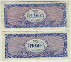 Franciaország/II. világháború/katonai kiadás 1944. 2Fr (3x), 5Fr (1x), 10Fr (1x), 50Fr (1x), 100Fr (...