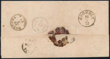 1872 Hivatalos levél / Official cover, kék / blue "CSOKONYA"