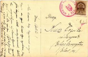 Ditró, Gyergyóditró, Ditrau; utca, üzletek / street view, shops + "MAGYAR KIR. POSTA 523" ...