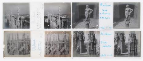 1931, 1936 Milánói dóm látnivalói, kis doboznyi üveglemez pozitív, 4,5×10,5 cm