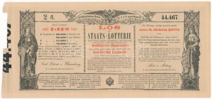Ausztria / Bécs 1878. "Sorsjegy állam-sorsjátékra a közös hadsereg mozgósított tartalékosai s a...