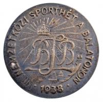 1938. VII. Nemzetközi Sporthét a Balatonon fém gomblyukjelvény (29mm) T:2
