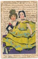 1928 Olasz művészlap, pár / Italian art postcard. Degami 1045. (EK)
