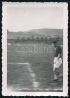 1943 Rudas Ferenc, született Ruck válogatott labdarúgó, edző, sportvezető. Fotó, 5,5x7,5cm