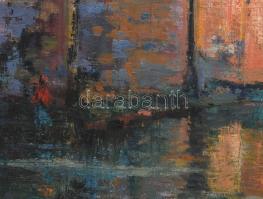 Zágon Gyula (1904-1990): Ladik paraszttal (Szigetvár). Olaj, vászon, jelzett, sérülésekkel, kopott, ...