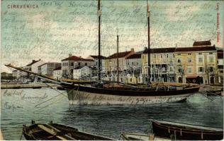 1905 Crikvenica, Cirkvenica; kikötő, hajó / port, ship (lyuk / pinhole)
