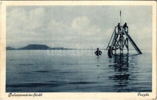 1929 Balatonmáriafürdő, Csúszda, fürdőzők (EK)