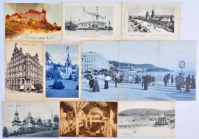 270 db régi külföldi városképes lap közte Nizza 3 részes panorámalap