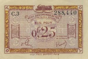 Német Birodalom/Weimari Köztársaság/megszállt (francia) Rajna-vidék/Francia-belga vasúttársaság 1923. 0,25Fr T:II+