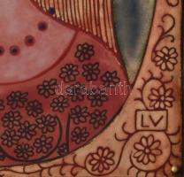 Lőrincz Vitus (1933-): "Tükörben". Tűzzománc. Jelzett. Hátoldalán címkén autográf feliratt...