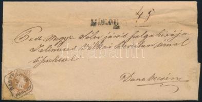 1870 15kr + sérült 5kr ajánlott levélen (1 db 5kr leszakadt) / 15kr + damaged 5kr on registered cover (one 5kr is missing) "NAGYVÁRAD / AJÁNLOTT"