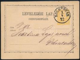 1872 2kr díjjegyes levelezőlap / PS-card KOLOZSVÁR