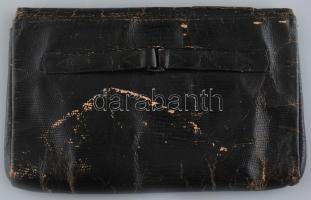 Régi alkalmi női táska, retikül, bőr, vászon béléssel, kopott, belül kissé foltos, 24x15,5 cm